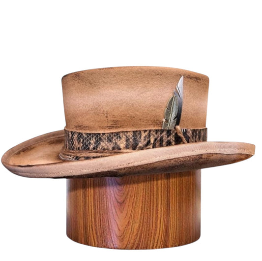 In Stock– Steampunk Wool Felt Low Top Hat For Men and Women