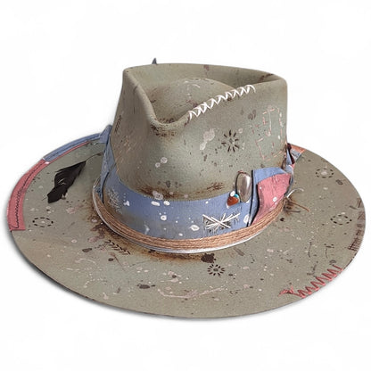 Rare Vintage Style Rabbit Felt Hat – Out Of The Ordinary – Hand-Painted Artistic Hat – Unique Luxury Felt Hat for Men and Women