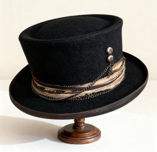 The Dorian in Black – Vintage Wool Felt Top Hat