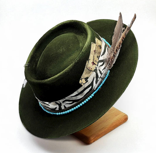 La Brujería Rare Vintage Felt Hat – Handmade Round Crown Rock Boho Style