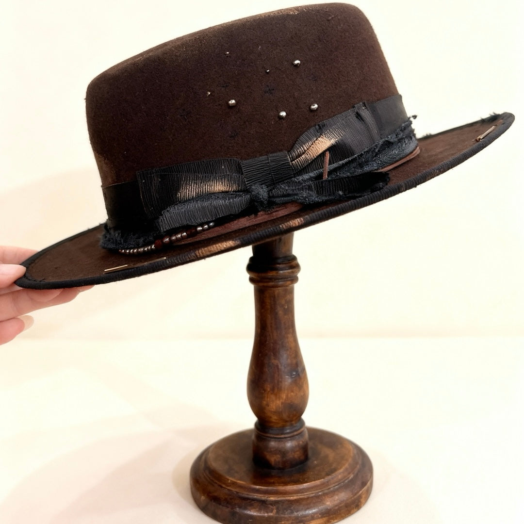 Chloe – Brown Wool Felt Round Crown Hat