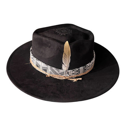 The Sentinel – Wide Brim Suede Fedora Hat in Black
