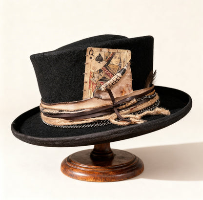 The Dorian in Black – Vintage Wool Felt Top Hat
