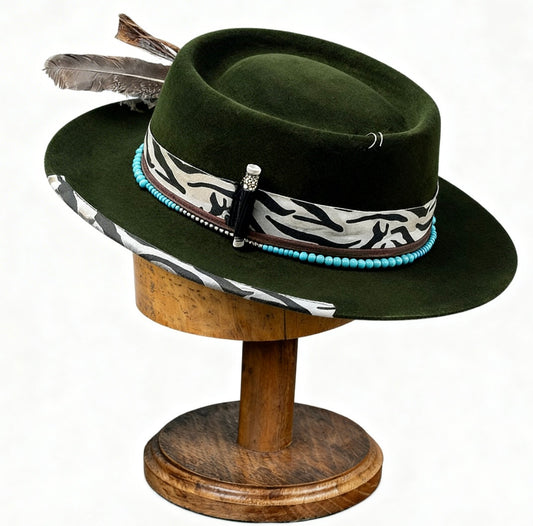 La Brujería Rare Vintage Felt Hat – Handmade Round Crown Rock Boho Style