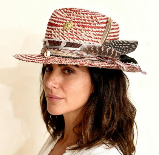 Straw Medium Brim Fedora Hat – Summer Hat – handmade straw fedora hat by artisan Ruby Cantero | Pokijomba Hats