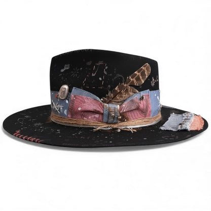 Rare Vintage Style Wool Felt Hat – Out Of The Ordinary – Hand-Painted Artistic Hat