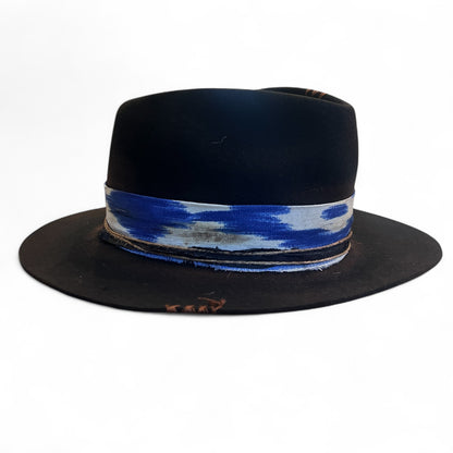The Arizona – Rock Boho Style – Blue “Llengua Mallorquina” Ribbon – Felt Fedora Hat