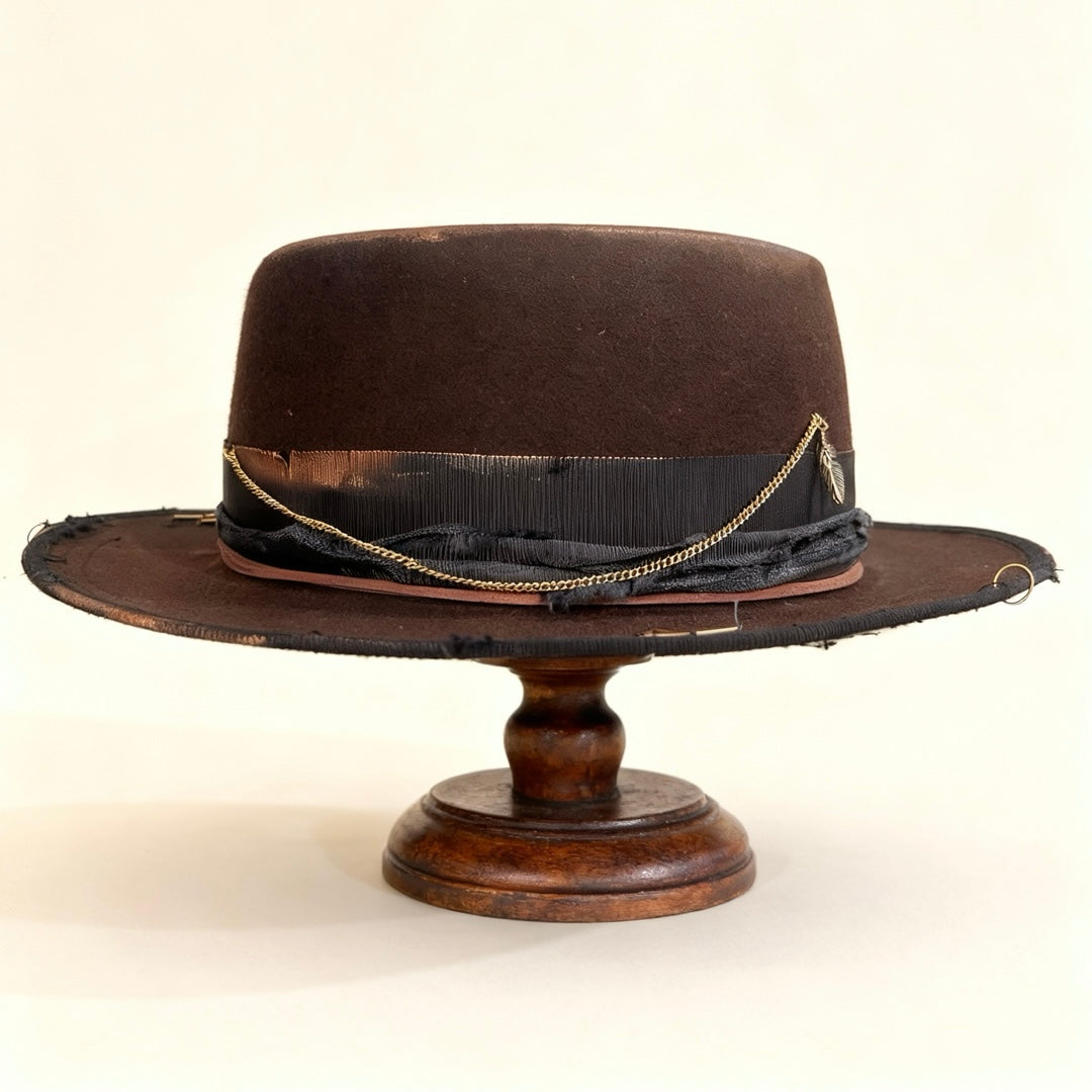 Chloe – Brown Wool Felt Round Crown Hat