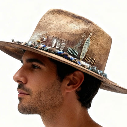 Flowers – Mystic Amulet Felt Hat – Handmade Bohemian Vintage Style