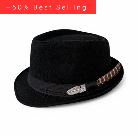 Black Short Brim Fedora – Mens Everyday Hat – Classic Winter Headwear