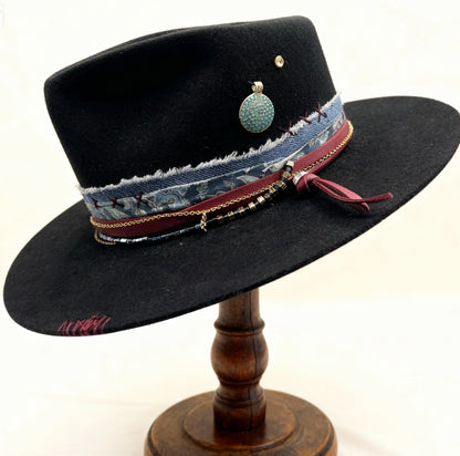 Kora – Black Wool Felt Fedora Bat – The Bohemian