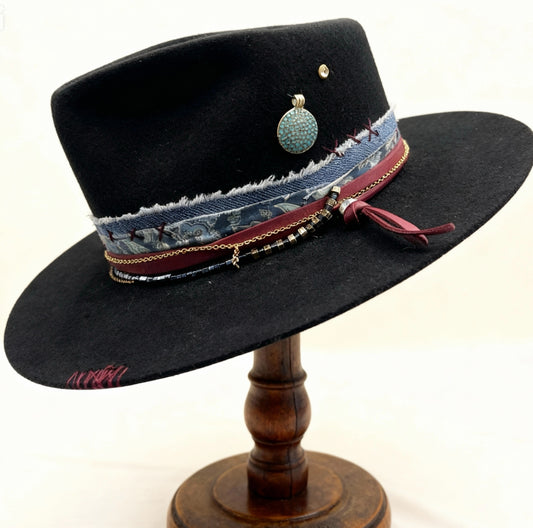 Kora – Black Wool Felt Fedora Bat – The Bohemian