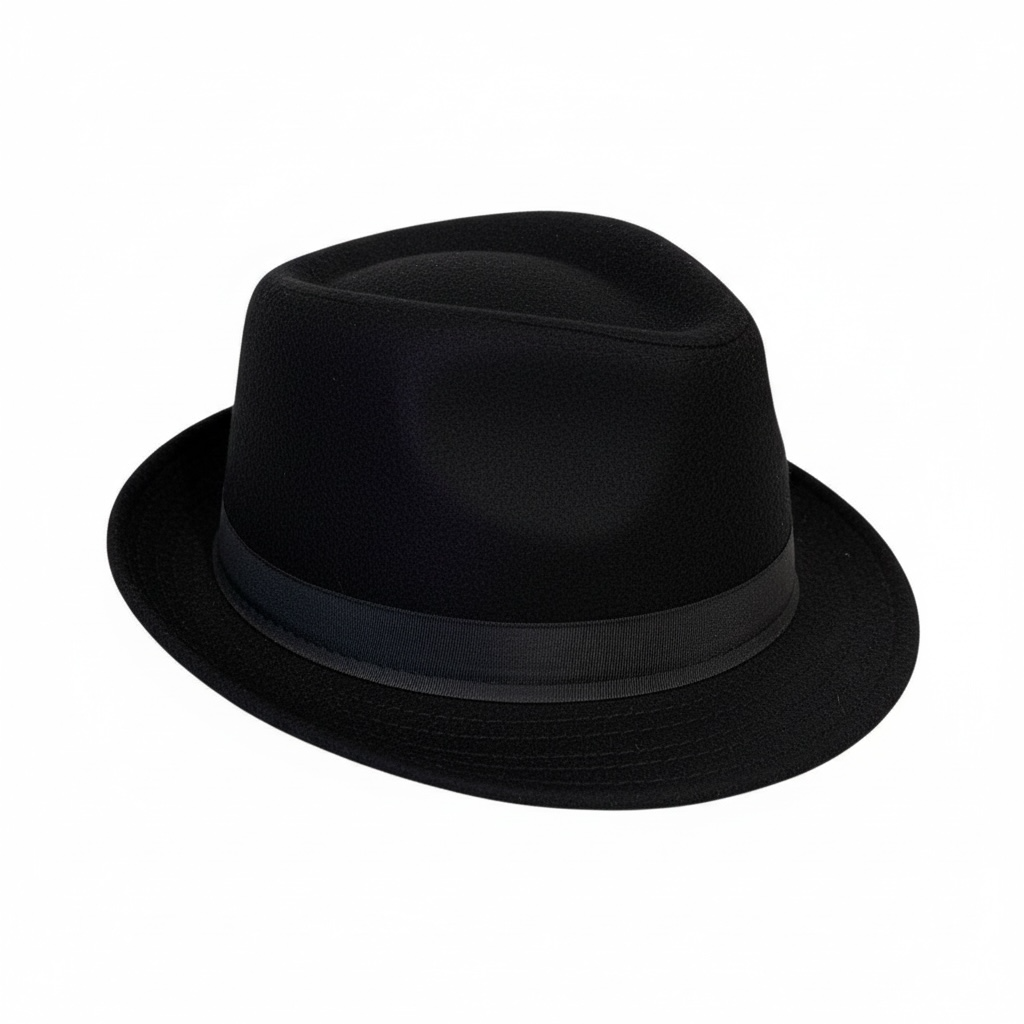 Black Short Brim Fedora – Mens Everyday Hat – Classic Winter Headwear