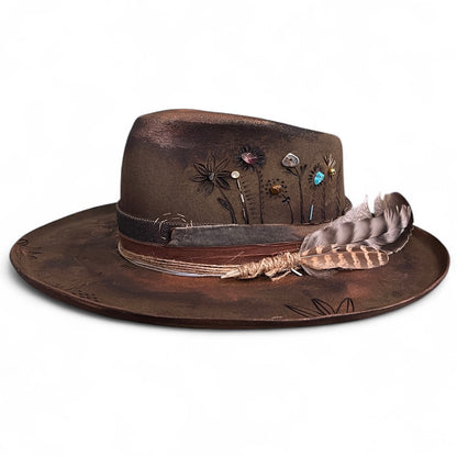 In Stock – Rare Vintage Style Rabbit Felt Hat – “Flowers of Ophelia”