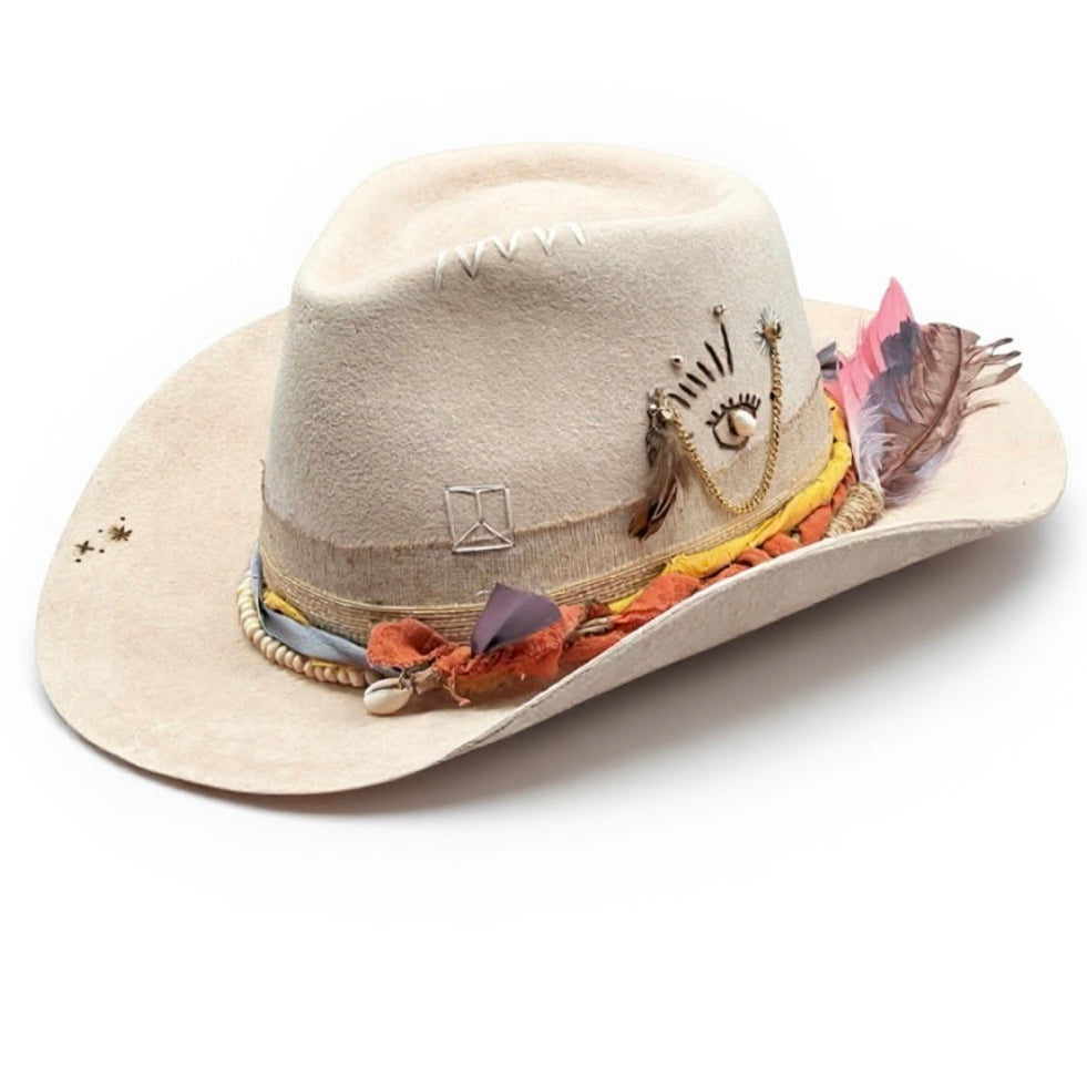 Alive – Beige Felt Cowboy Hat | Western Bohemian Wool Hat for Women & Men