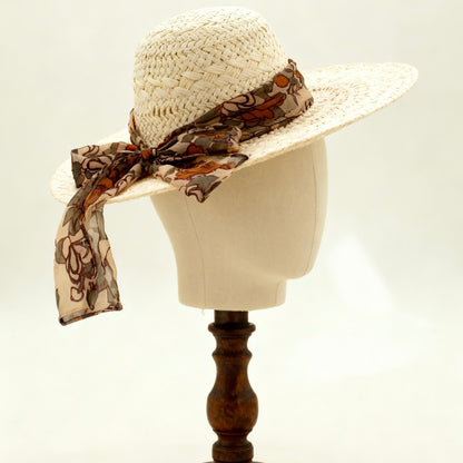 The Capri — Wide Brim Floppy Straw Hat | Floral… – handcrafted straw hat made in Italy, detail view 7 | Pokijomba Hats