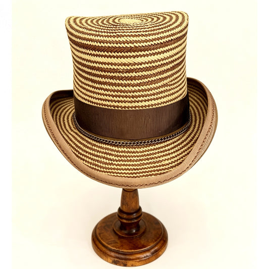 Striped Straw Top Hat – Elegant Summer Top Hat