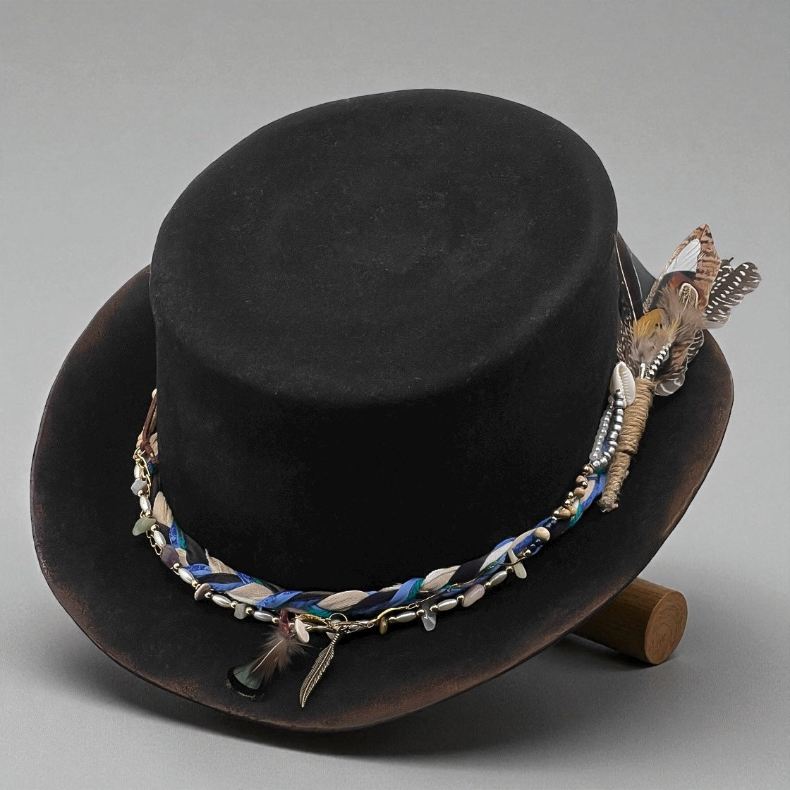 Low Top Hat – Black Wool Felt Boho Rock Hat