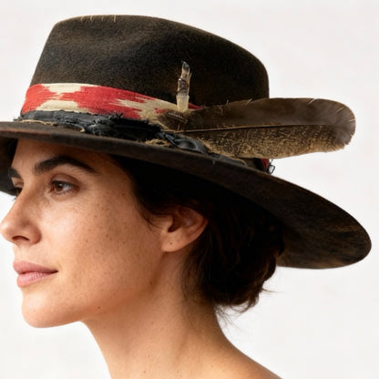 The Arizona – Rock Boho Style – “Llengua Mallorquina” Ribbon – Felt Fedora Hat