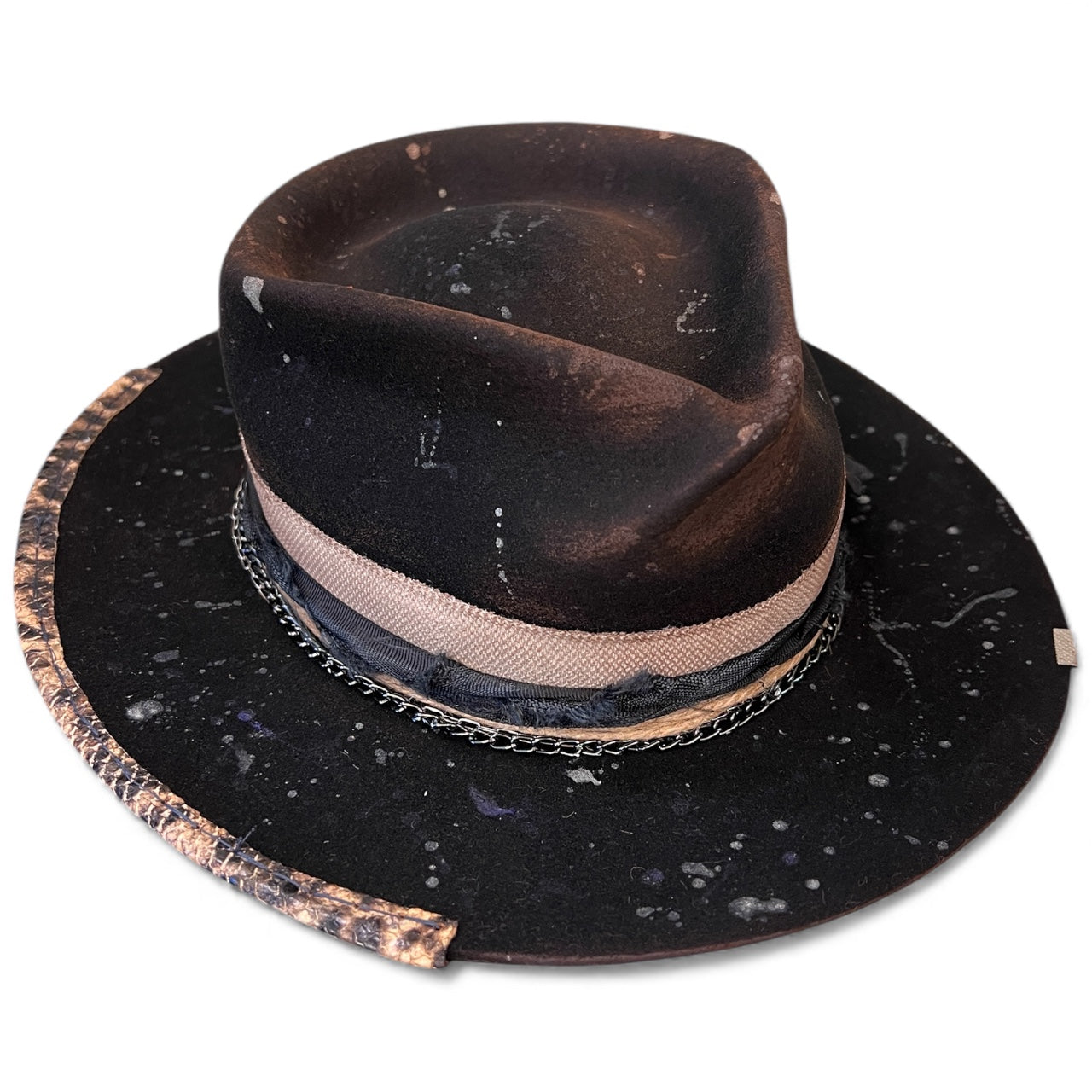 Glitter Ashes - Wool Felt Hat – Hand painted & Twisted Crown