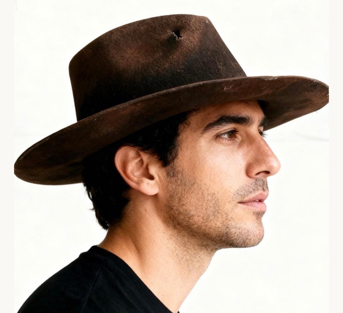 Distressed Wool Felt Fedora – Vintage Wide Brim
