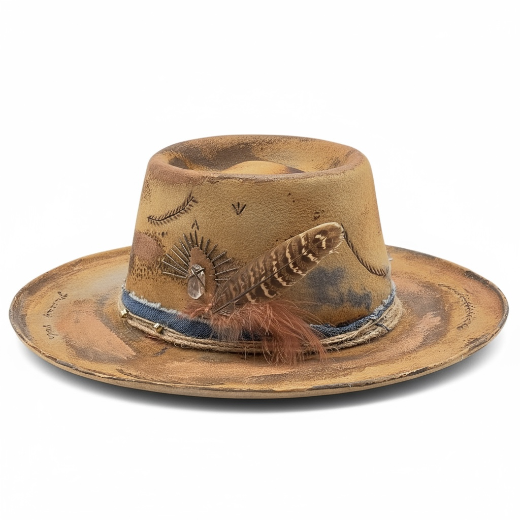 Gracias Vida Bohemian Round Crown Felt Hat – Stylish Handmade Hat