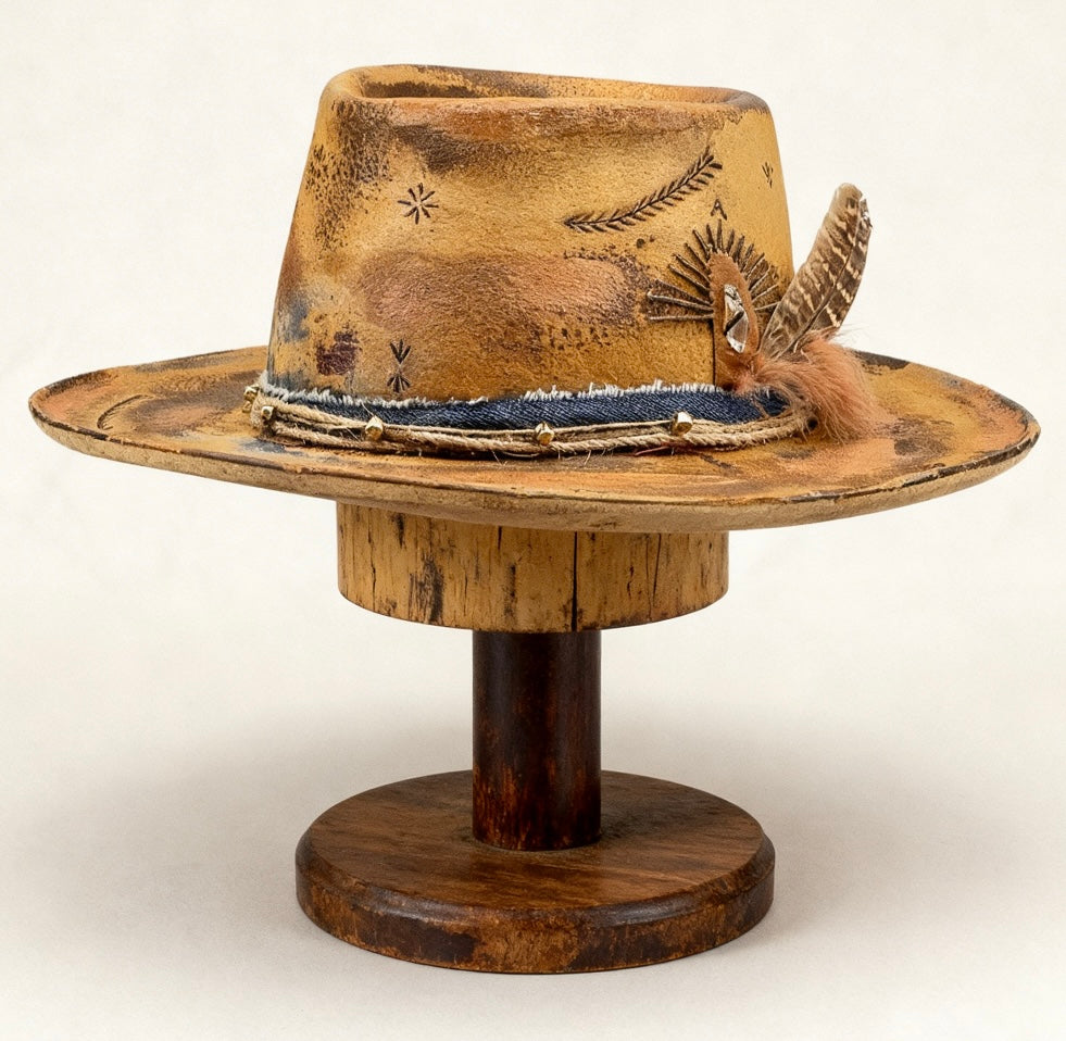 Gracias Vida Bohemian Round Crown Felt Hat – Stylish Handmade Hat