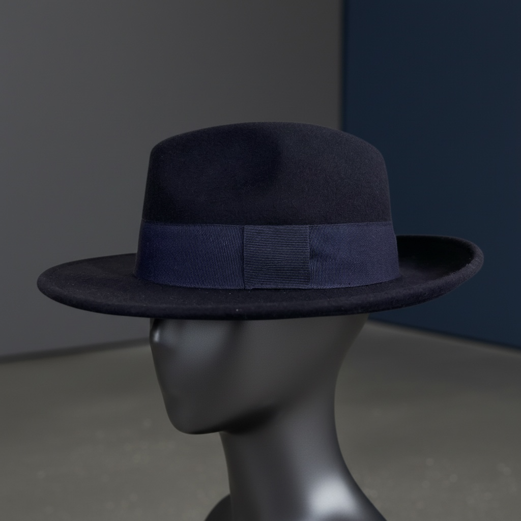 Classic Teardrop Fedora Hat – Foldable, Waterproof & Flexible Indiana Wool Felt Hat in Dark Blue
