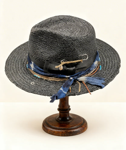 Santorini – Black Straw Fedora Hat