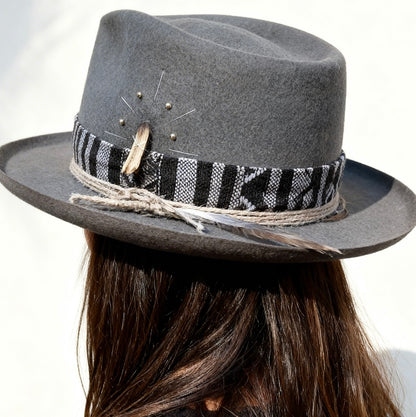 Louie – Classic Wool Fedora – handmade wool felt fedora hat by artisan Ruby Cantero, detail view 2 | Pokijomba Hats