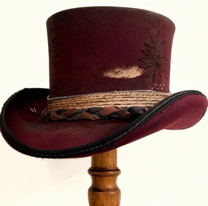 Red Opal – Burgundy Wool Felt Low Top Hat