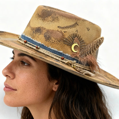 Gracias Vida Bohemian Round Crown Felt Hat – Stylish Handmade Hat