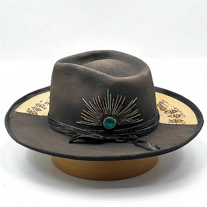 Black & White Fedora – Ojos del Sol – Boho Chic Felt Hat