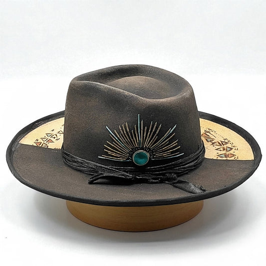 Black & White Fedora – Ojos del Sol – Boho Chic Felt Hat