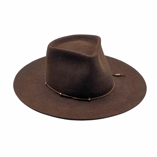 The Caribou – Classic Wide Brim Wool Felt Fedora… – wool felt wide brim hat, detail view 6 | Pokijomba Hats