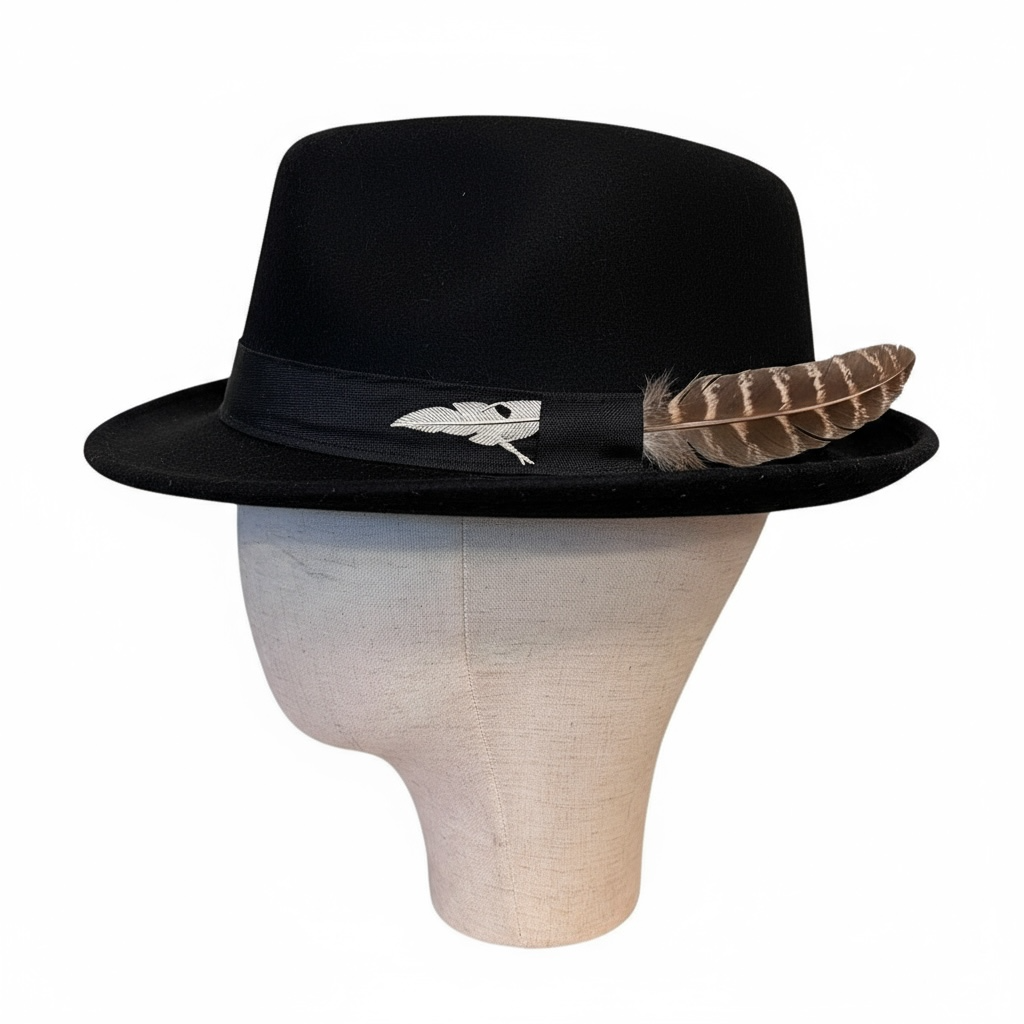 Black Short Brim Fedora – Mens Everyday Hat – Classic Winter Headwear
