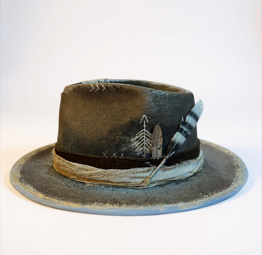 In Stock – Silver Ocean – Handcrafted Ethnic Statement Fedora Hat