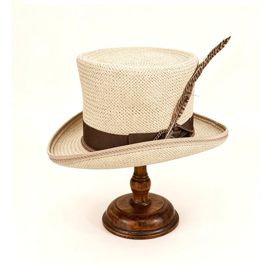 Beige Straw Top Hat – Elegant Summer Top Hat