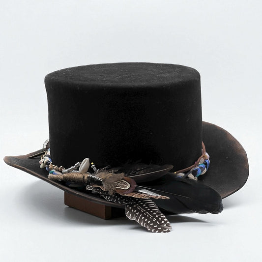 Low Top Hat – Black Wool Felt Boho Rock Hat