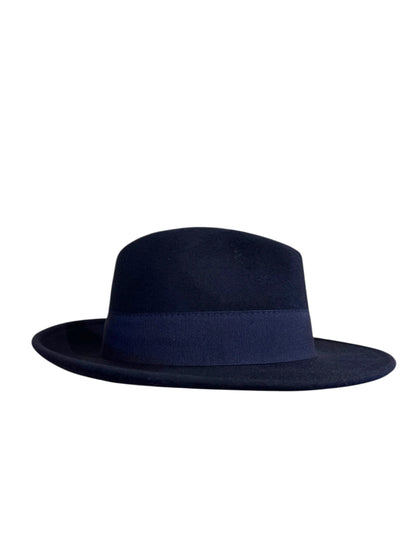 Classic Teardrop Fedora Hat – Foldable, Waterproof & Flexible Indiana Wool Felt Hat in Dark Blue