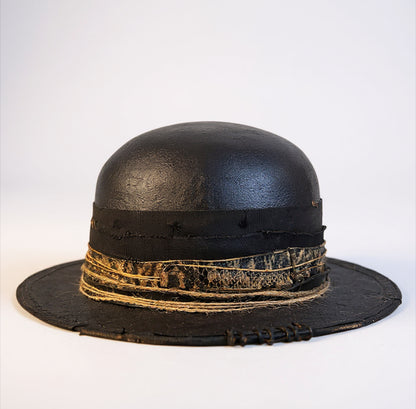 Rare Vintage Leather-Effect – Cheetah Bowler Hat