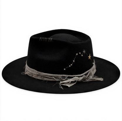 Horoscop Wool Felt Fedora – Star Constellation Design – 
SAGITTARIUS