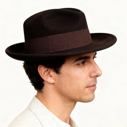 Classic Teardrop Fedora Hat – Foldable, Waterproof & Flexible Indiana Jones Wool Felt Hat in Brown