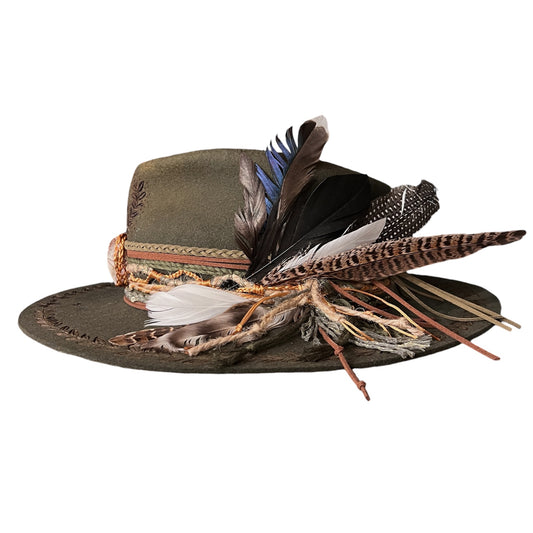 The Wild Fern – Dark Green Mystic Boho Fedora Hat