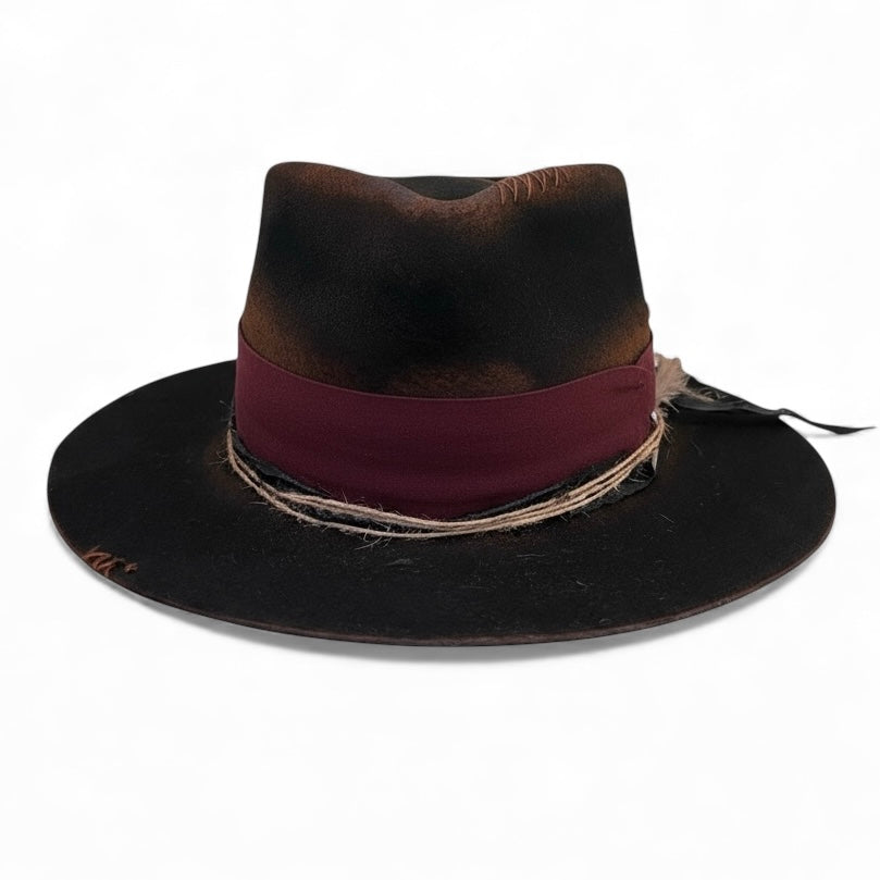 The Arizona Burgundy – Ethnic Bohemian Style Felt Fedora Hat