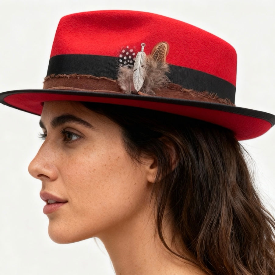 Red Ruby Velvet Fedora Hat – Classic Wool Felt Style