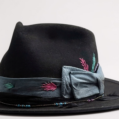 Delirio – Black Wool Felt Fedora Hat