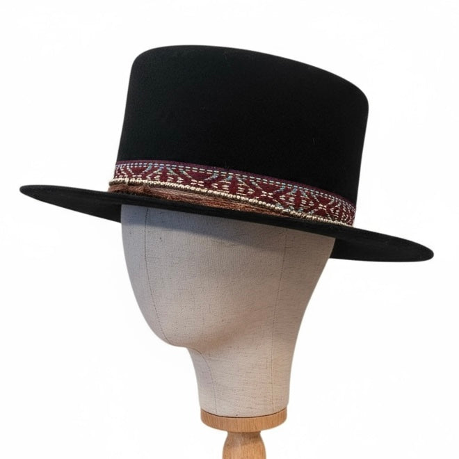 Boho Chic Bolero Hat – Wool Felt – Round Crown – Short Brim
