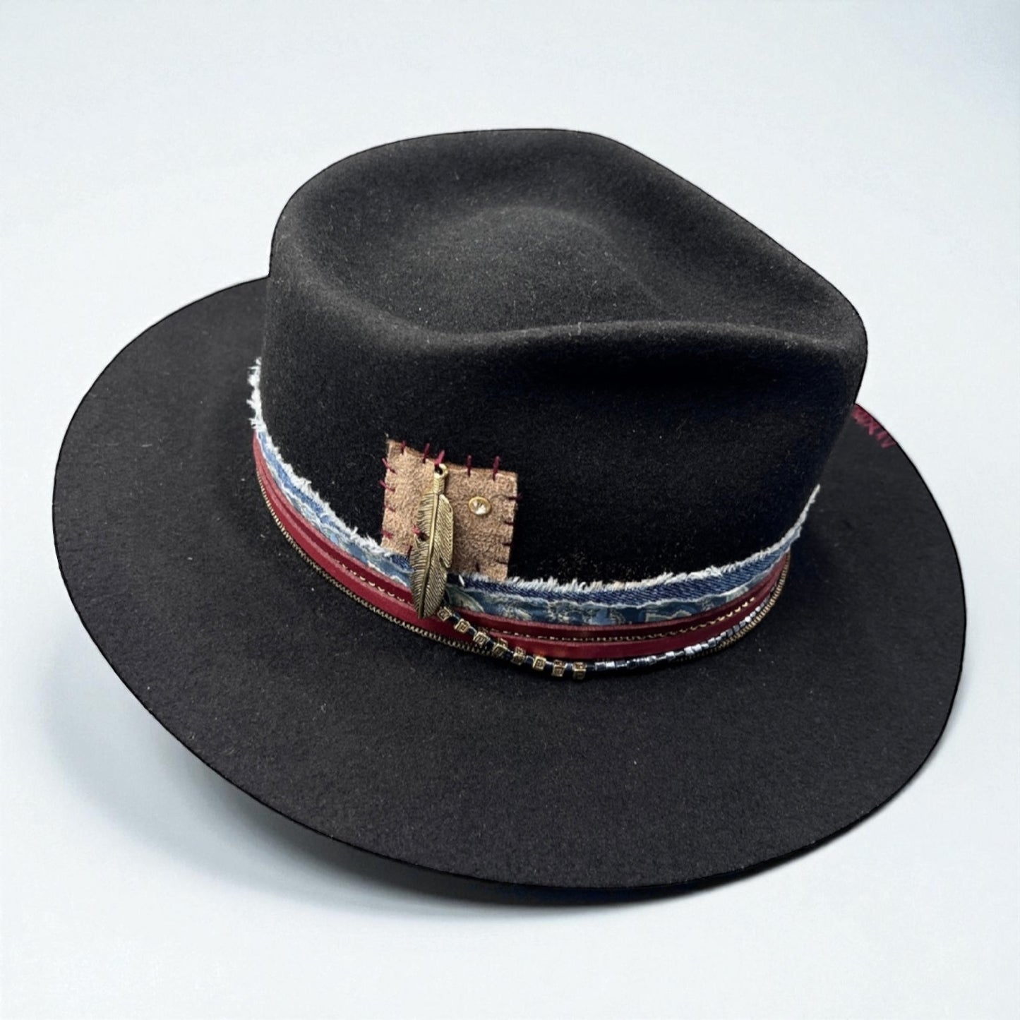 Kora – Black Wool Felt Fedora Bat – The Bohemian