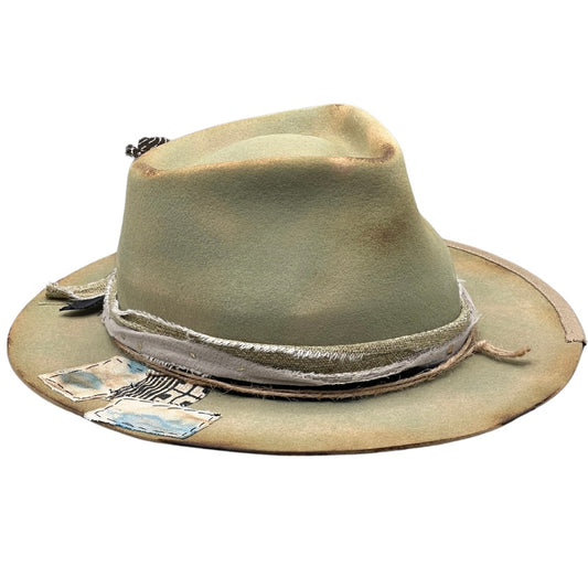 Iskaba – Boho Fedora Hat Handcrafted in Wool Felt – wool felt fedora hat, detail view 11 | Pokijomba Hats
